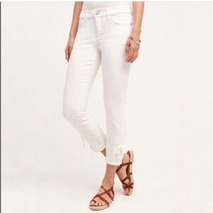 Pilcro and the Letterpress Cream Jeans with Lace-Up Hem